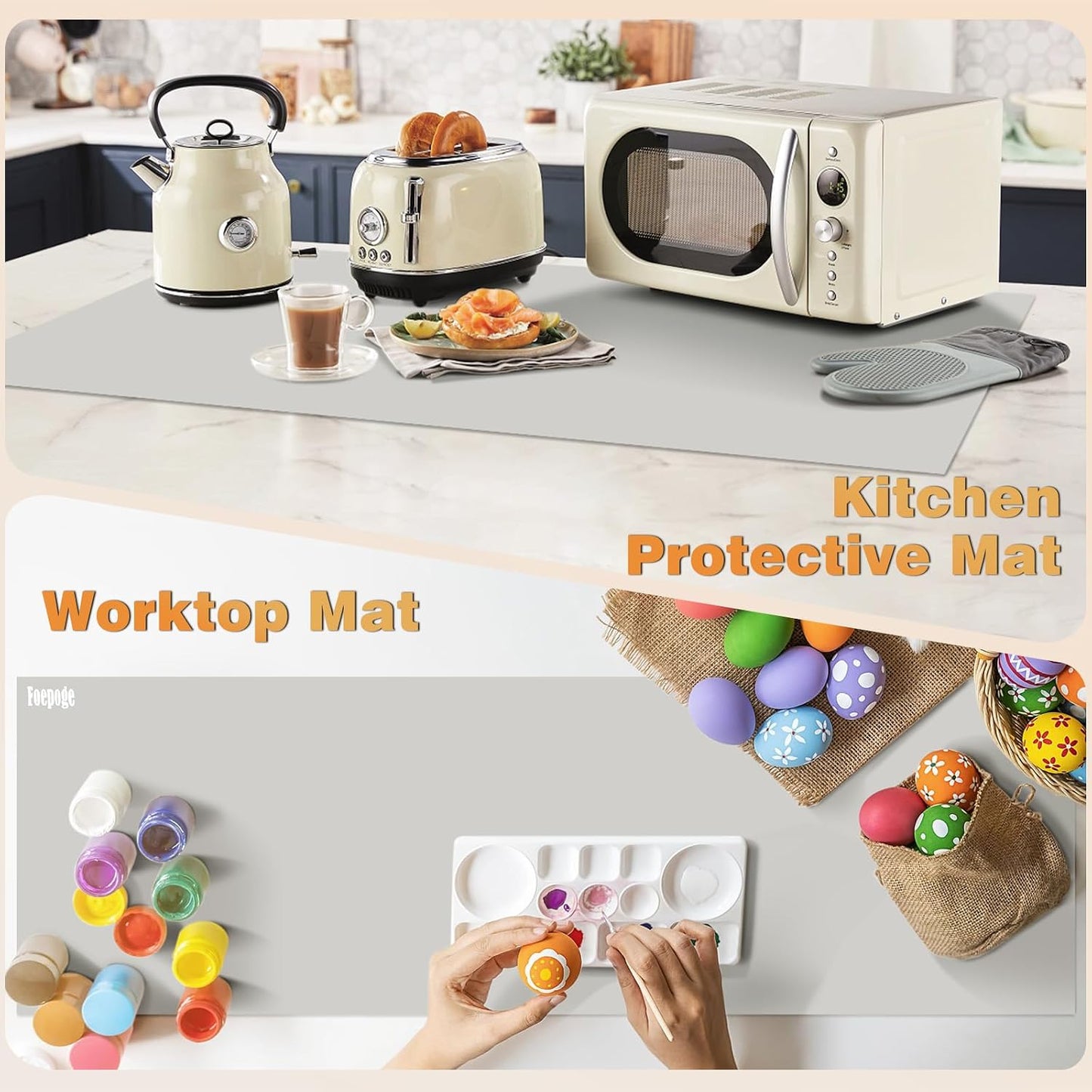 49.2" x 15.7" Large Silicone Mat for Kitchen Counter Protector, Cuttable | Silicon Countertop Protector Mat Heat Resistant Mats for Countertop, Cut to Fit Placemat Ship Roll , Black