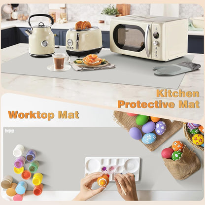 49.2" x 15.7" Large Silicone Mat for Kitchen Counter Protector, Cuttable | Silicon Countertop Protector Mat Heat Resistant Mats for Countertop, Cut to Fit Placemat Ship Roll , Black