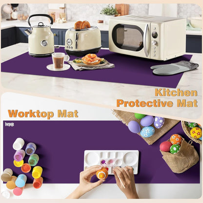49.2" x 15.7" Large Silicone Mat for Kitchen Counter Protector, Cuttable | Silicon Countertop Protector Mat Heat Resistant Mats for Countertop, Cut to Fit Placemat Ship Roll , Black