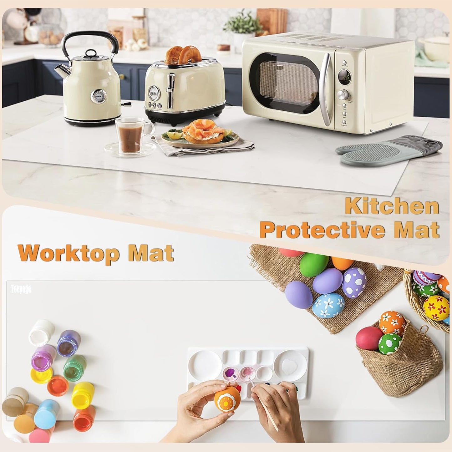 49.2" x 15.7" Large Silicone Mat for Kitchen Counter Protector, Cuttable | Silicon Countertop Protector Mat Heat Resistant Mats for Countertop, Cut to Fit Placemat Ship Roll , Black