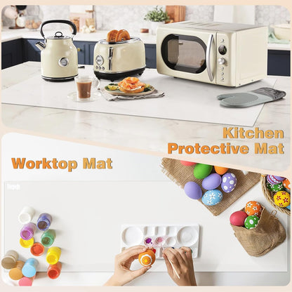 49.2" x 15.7" Large Silicone Mat for Kitchen Counter Protector, Cuttable | Silicon Countertop Protector Mat Heat Resistant Mats for Countertop, Cut to Fit Placemat Ship Roll , Black