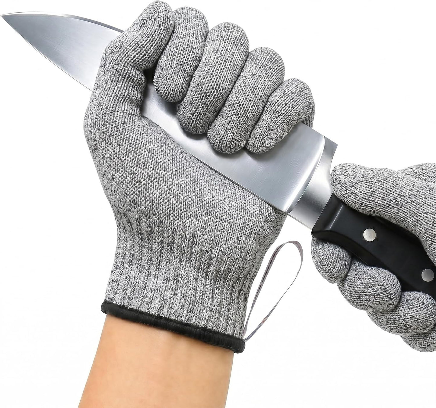Cut Resistant Gloves Food Grade, ANSI A5 Kitchen Safety Gloves for Meat Cutting, Mandoline Slicer, Oyster Shucking, Wood Carving, Fish Fillet & Butcher, Grey (Large)