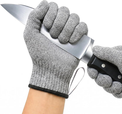 Cut Resistant Gloves Food Grade, ANSI A5 Kitchen Safety Gloves for Meat Cutting, Mandoline Slicer, Oyster Shucking, Wood Carving, Fish Fillet & Butcher, Grey (Large)