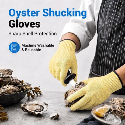 Cut Resistant Gloves Food Grade, ANSI A5 Kitchen Safety Gloves for Meat Cutting, Mandoline Slicer, Oyster Shucking, Wood Carving, Fish Fillet & Butcher, Grey (Large)