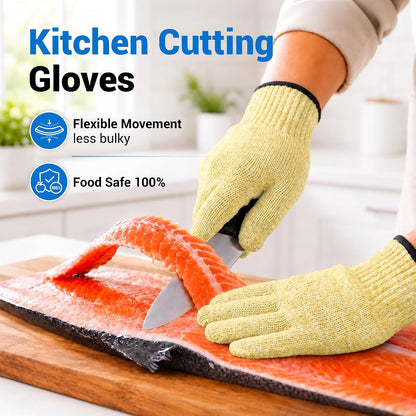 Cut Resistant Gloves Food Grade, ANSI A5 Kitchen Safety Gloves for Meat Cutting, Mandoline Slicer, Oyster Shucking, Wood Carving, Fish Fillet & Butcher, Grey (Large)