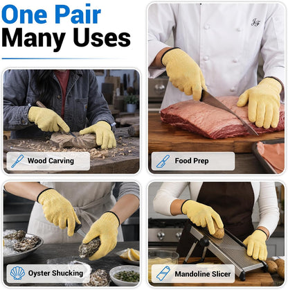 Cut Resistant Gloves Food Grade, ANSI A5 Kitchen Safety Gloves for Meat Cutting, Mandoline Slicer, Oyster Shucking, Wood Carving, Fish Fillet & Butcher, Grey (Large)