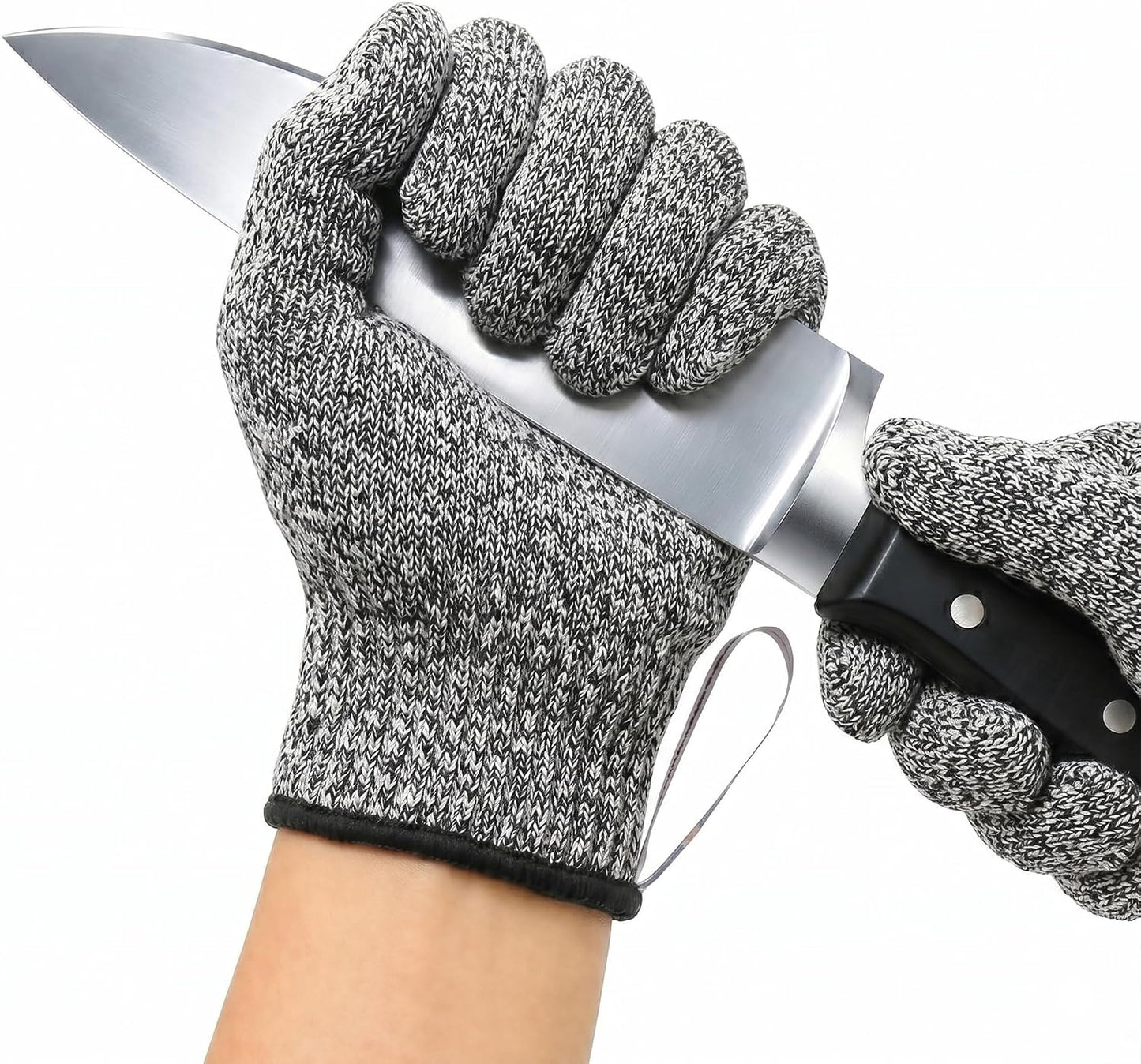 Cut Resistant Gloves Food Grade, ANSI A5 Kitchen Safety Gloves for Meat Cutting, Mandoline Slicer, Oyster Shucking, Wood Carving, Fish Fillet & Butcher, Grey (Large)
