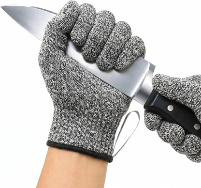 Cut Resistant Gloves Food Grade, ANSI A5 Kitchen Safety Gloves for Meat Cutting, Mandoline Slicer, Oyster Shucking, Wood Carving, Fish Fillet & Butcher, Grey (Large)