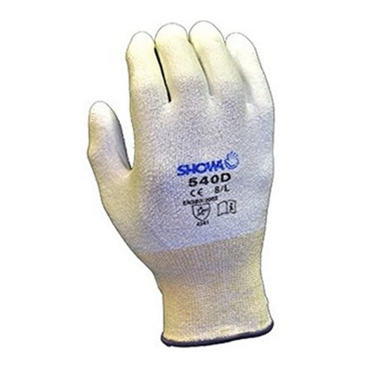 540 Palm Fit Cut Resistant 540 White HPPE Polyurethane Palm Coated Gloves, Large