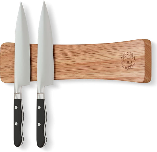 Knife Magnetic Strip, 10 Inch Solid Oak Magnetic Knife Holder for Wall with N52 Super Strong Magnets, Premium Magnetic Knife Strip Organizer for Kitchen Knives & Tools-Renter Friendly