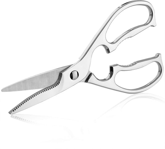 Come Apart Kitchen Shears , Multi-purpose Heavy Duty German Stainless Steel Food Scissors for Cutting Meat Poultry Chicken Vegetable, Durable One Piece Construction, Mirror Finish