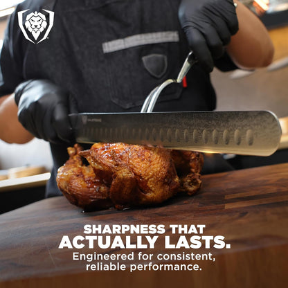 Carving Set — Slicing Knife & Meat Fork — AUS-10V Japanese Steel, 62+ HRC — For Holiday Roast Carving, BBQ Brisket & Whole-Bird Service — G10 Handles, Sheaths, Shogun ELITE, customer support