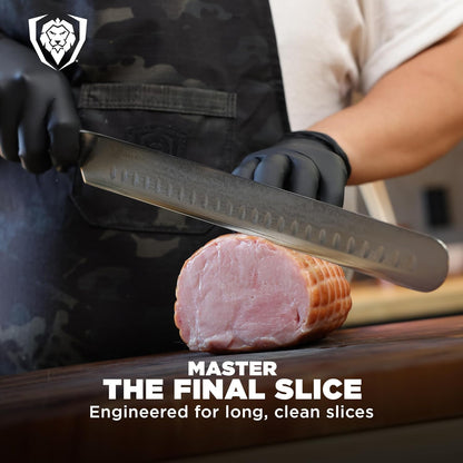 Carving Set — Slicing Knife & Meat Fork — AUS-10V Japanese Steel, 62+ HRC — For Holiday Roast Carving, BBQ Brisket & Whole-Bird Service — G10 Handles, Sheaths, Shogun ELITE, customer support