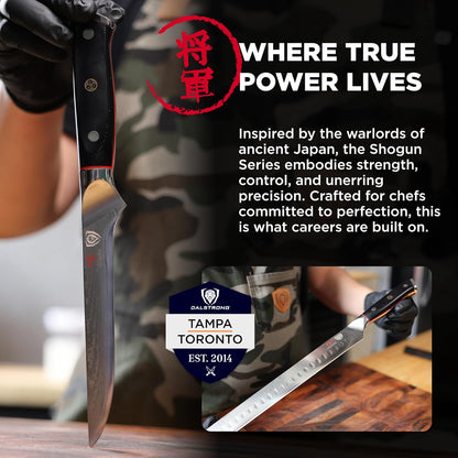 Carving Set — Slicing Knife & Meat Fork — AUS-10V Japanese Steel, 62+ HRC — For Holiday Roast Carving, BBQ Brisket & Whole-Bird Service — G10 Handles, Sheaths, Shogun ELITE, customer support