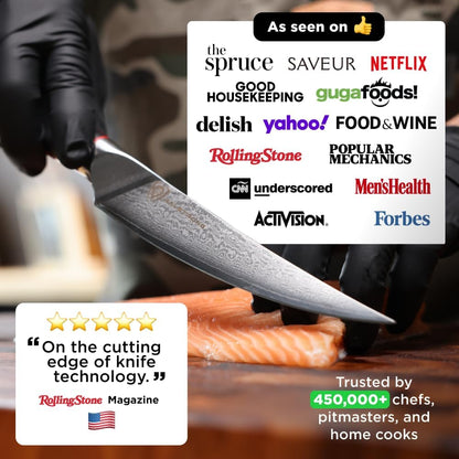 Carving Set — Slicing Knife & Meat Fork — AUS-10V Japanese Steel, 62+ HRC — For Holiday Roast Carving, BBQ Brisket & Whole-Bird Service — G10 Handles, Sheaths, Shogun ELITE, customer support