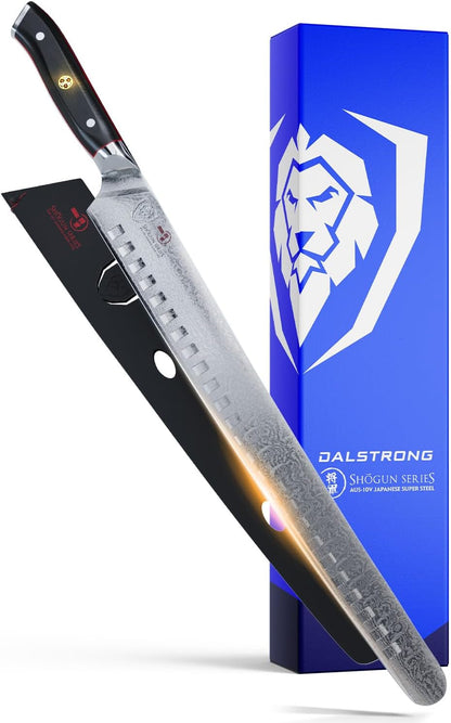 Carving Set — Slicing Knife & Meat Fork — AUS-10V Japanese Steel, 62+ HRC — For Holiday Roast Carving, BBQ Brisket & Whole-Bird Service — G10 Handles, Sheaths, Shogun ELITE, customer support