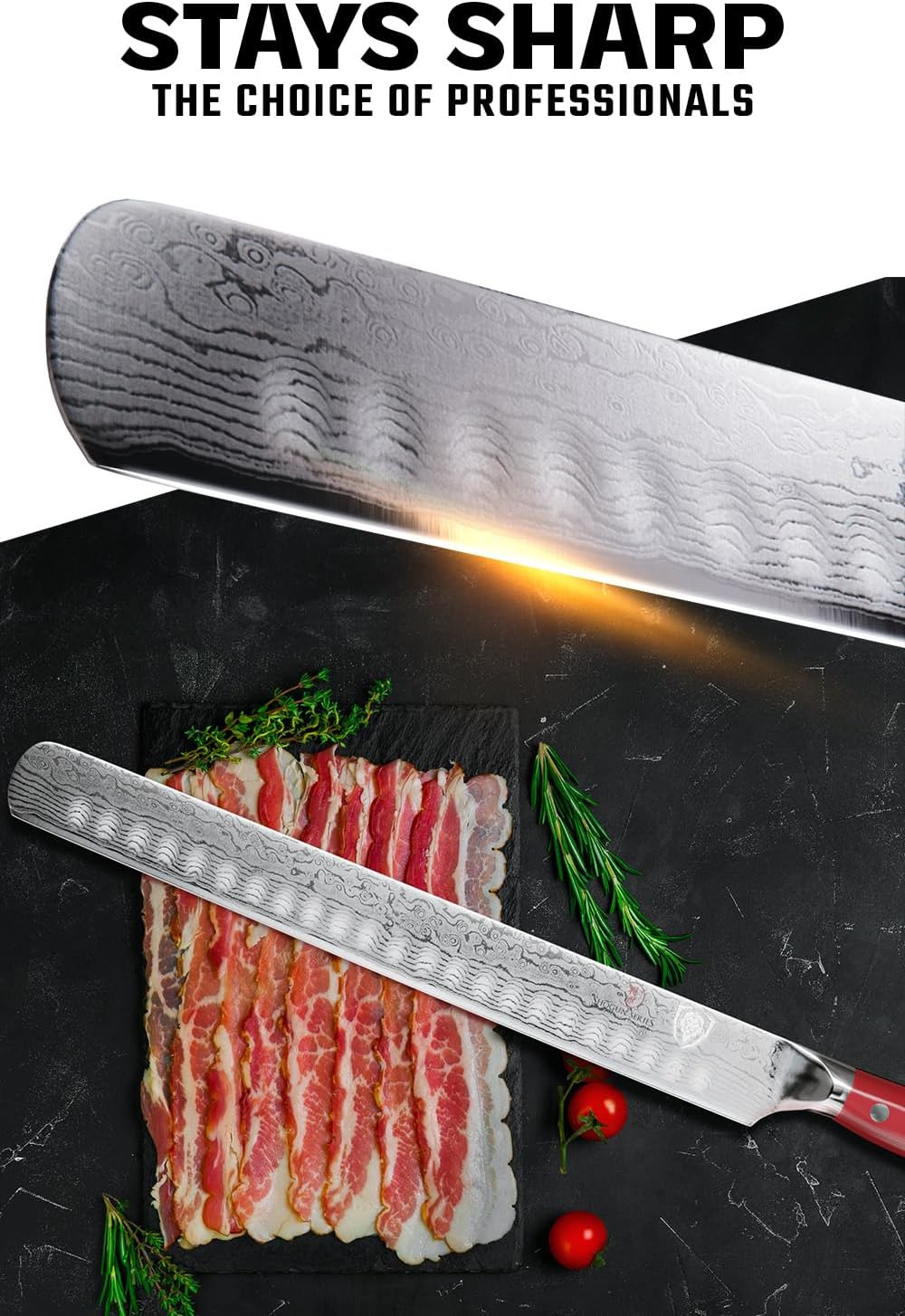 Carving Set — Slicing Knife & Meat Fork — AUS-10V Japanese Steel, 62+ HRC — For Holiday Roast Carving, BBQ Brisket & Whole-Bird Service — G10 Handles, Sheaths, Shogun ELITE, customer support