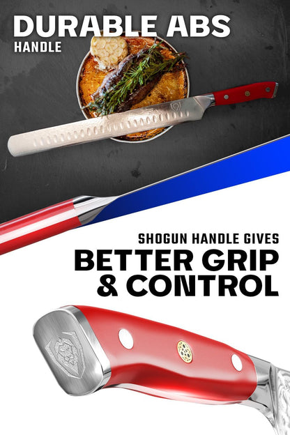 Carving Set — Slicing Knife & Meat Fork — AUS-10V Japanese Steel, 62+ HRC — For Holiday Roast Carving, BBQ Brisket & Whole-Bird Service — G10 Handles, Sheaths, Shogun ELITE, customer support
