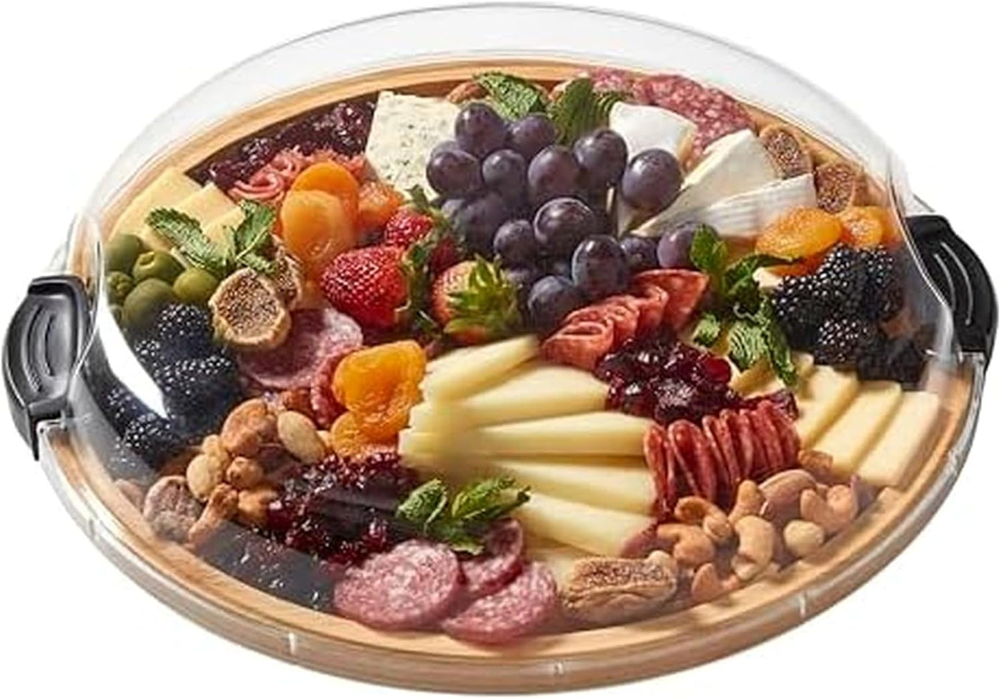 Build-a-Board Cutting Board with Single Compartment and Clear Locking Lid for Charcuterie, Snacks, and More, Bamboo