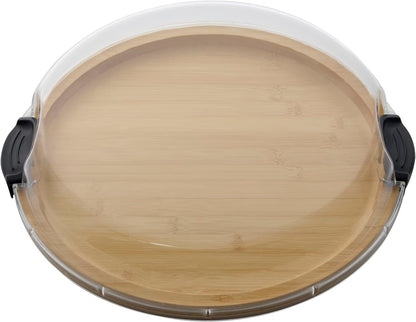 Build-a-Board Cutting Board with Single Compartment and Clear Locking Lid for Charcuterie, Snacks, and More, Bamboo