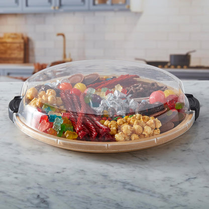 Build-a-Board Cutting Board with Single Compartment and Clear Locking Lid for Charcuterie, Snacks, and More, Bamboo