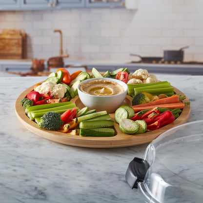 Build-a-Board Cutting Board with Single Compartment and Clear Locking Lid for Charcuterie, Snacks, and More, Bamboo