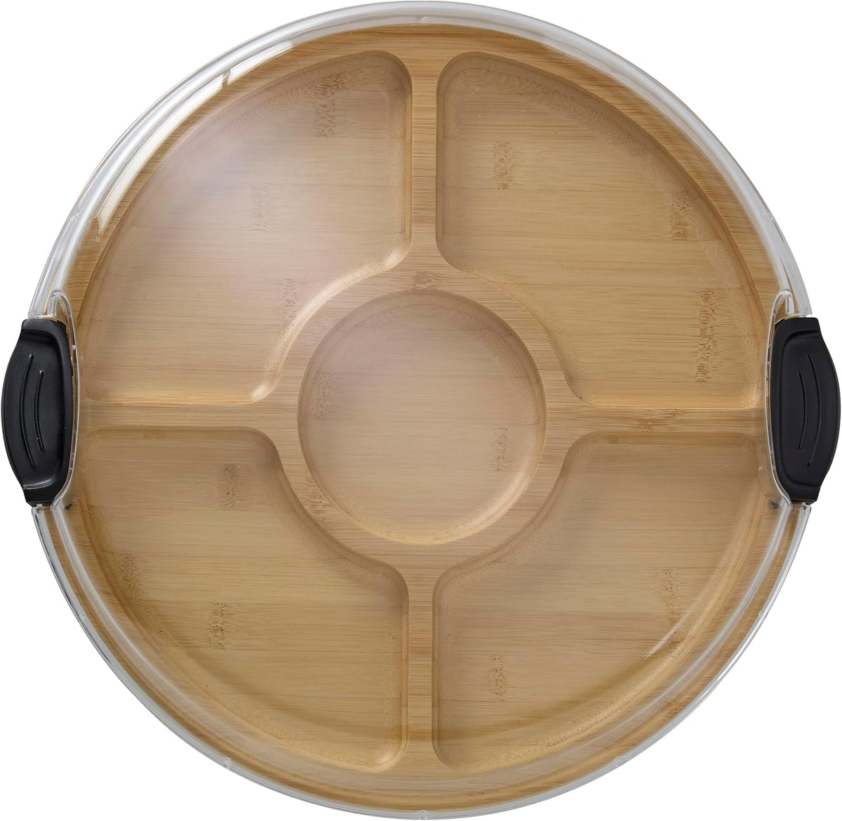 Build-a-Board Cutting Board with Single Compartment and Clear Locking Lid for Charcuterie, Snacks, and More, Bamboo