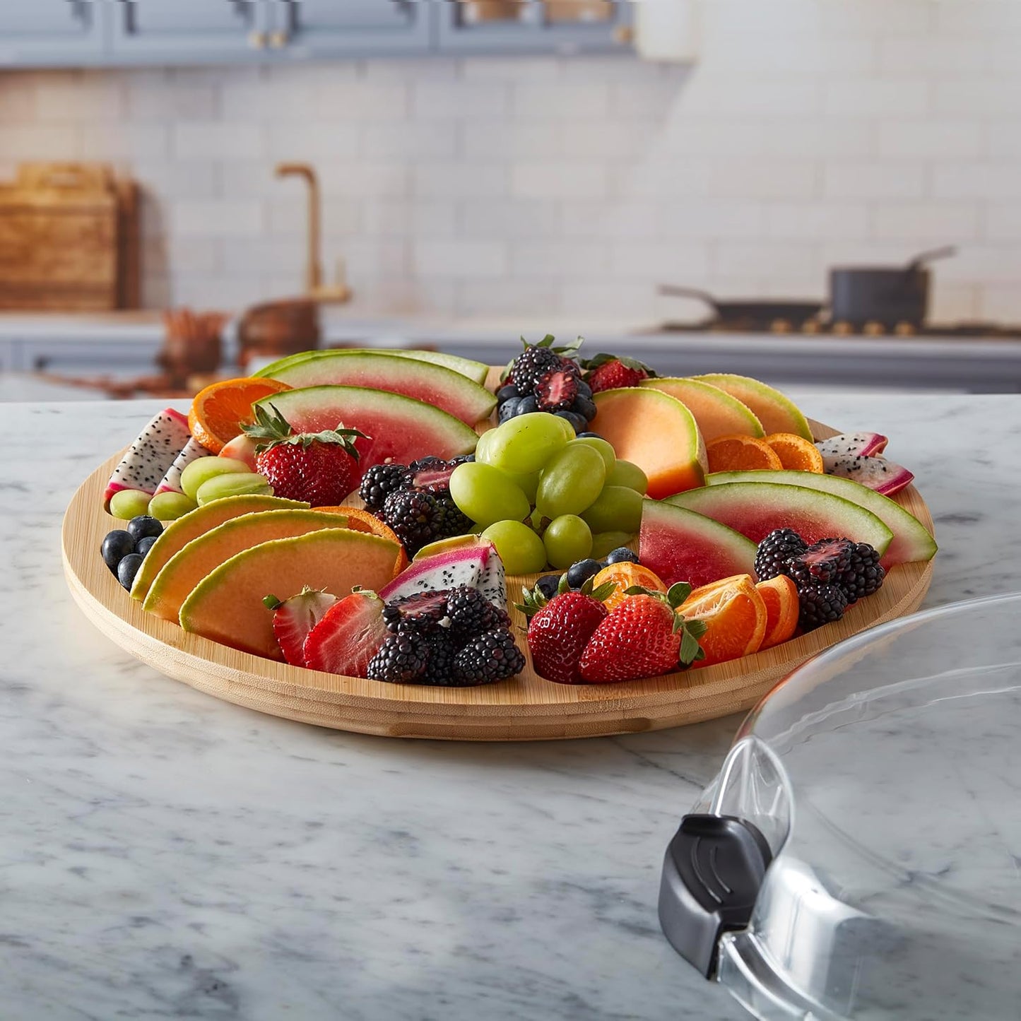Build-a-Board Cutting Board with Single Compartment and Clear Locking Lid for Charcuterie, Snacks, and More, Bamboo