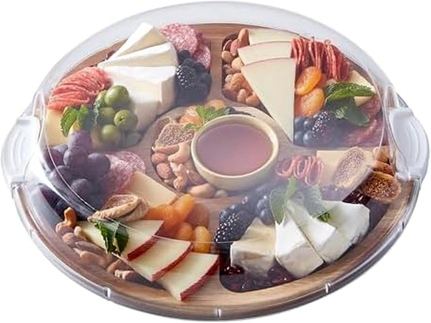Build-a-Board Cutting Board with Single Compartment and Clear Locking Lid for Charcuterie, Snacks, and More, Bamboo