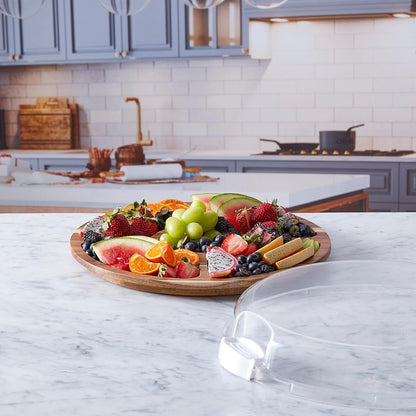 Build-a-Board Cutting Board with Single Compartment and Clear Locking Lid for Charcuterie, Snacks, and More, Bamboo