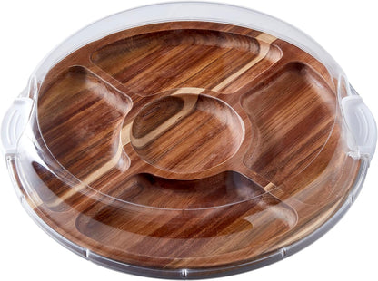 Build-a-Board Cutting Board with Single Compartment and Clear Locking Lid for Charcuterie, Snacks, and More, Bamboo