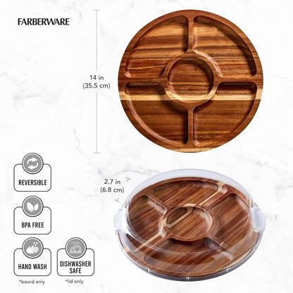Build-a-Board Cutting Board with Single Compartment and Clear Locking Lid for Charcuterie, Snacks, and More, Bamboo