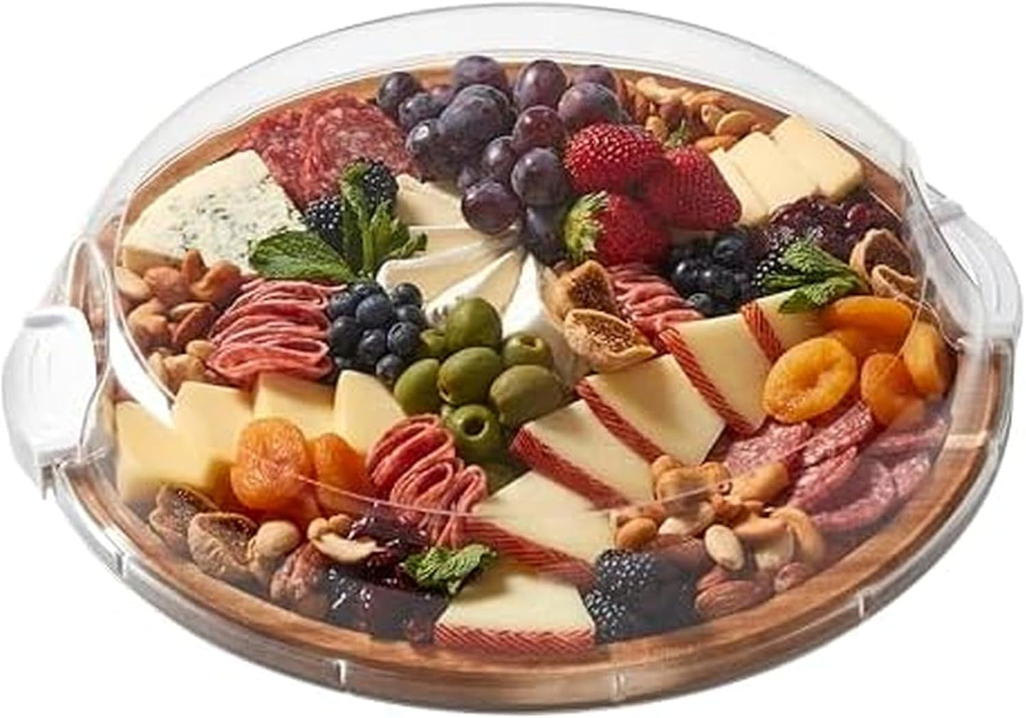 Build-a-Board Cutting Board with Single Compartment and Clear Locking Lid for Charcuterie, Snacks, and More, Bamboo