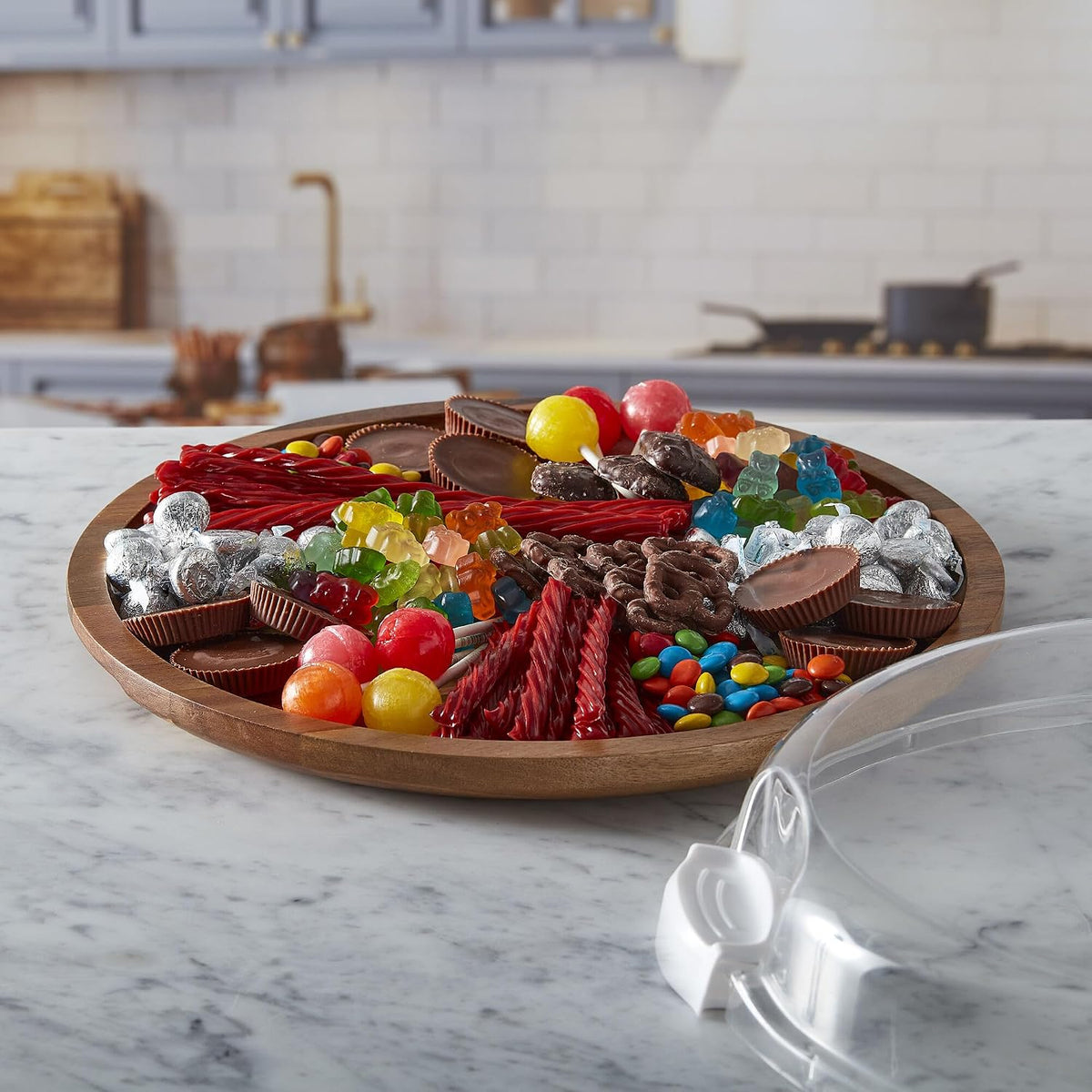 Build-a-Board Cutting Board with Single Compartment and Clear Locking Lid for Charcuterie, Snacks, and More, Bamboo