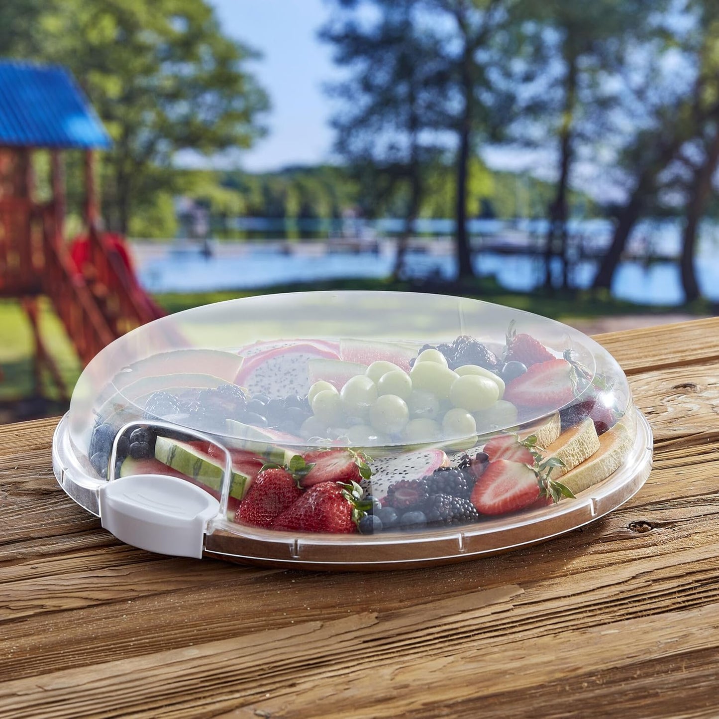 Build-a-Board Cutting Board with Single Compartment and Clear Locking Lid for Charcuterie, Snacks, and More, Bamboo