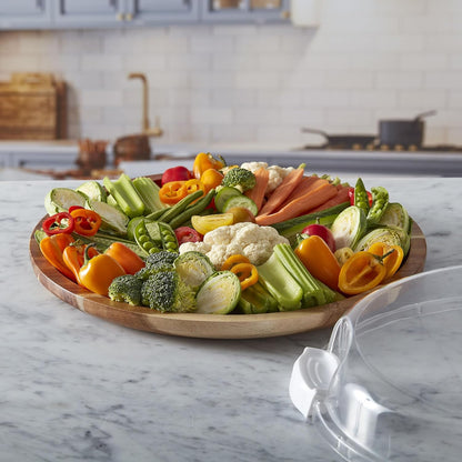 Build-a-Board Cutting Board with Single Compartment and Clear Locking Lid for Charcuterie, Snacks, and More, Bamboo