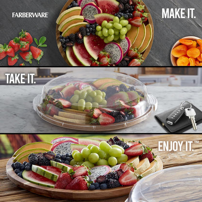 Build-a-Board Cutting Board with Single Compartment and Clear Locking Lid for Charcuterie, Snacks, and More, Bamboo