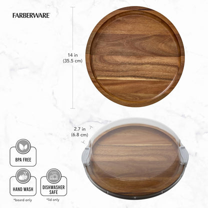 Build-a-Board Cutting Board with Single Compartment and Clear Locking Lid for Charcuterie, Snacks, and More, Bamboo