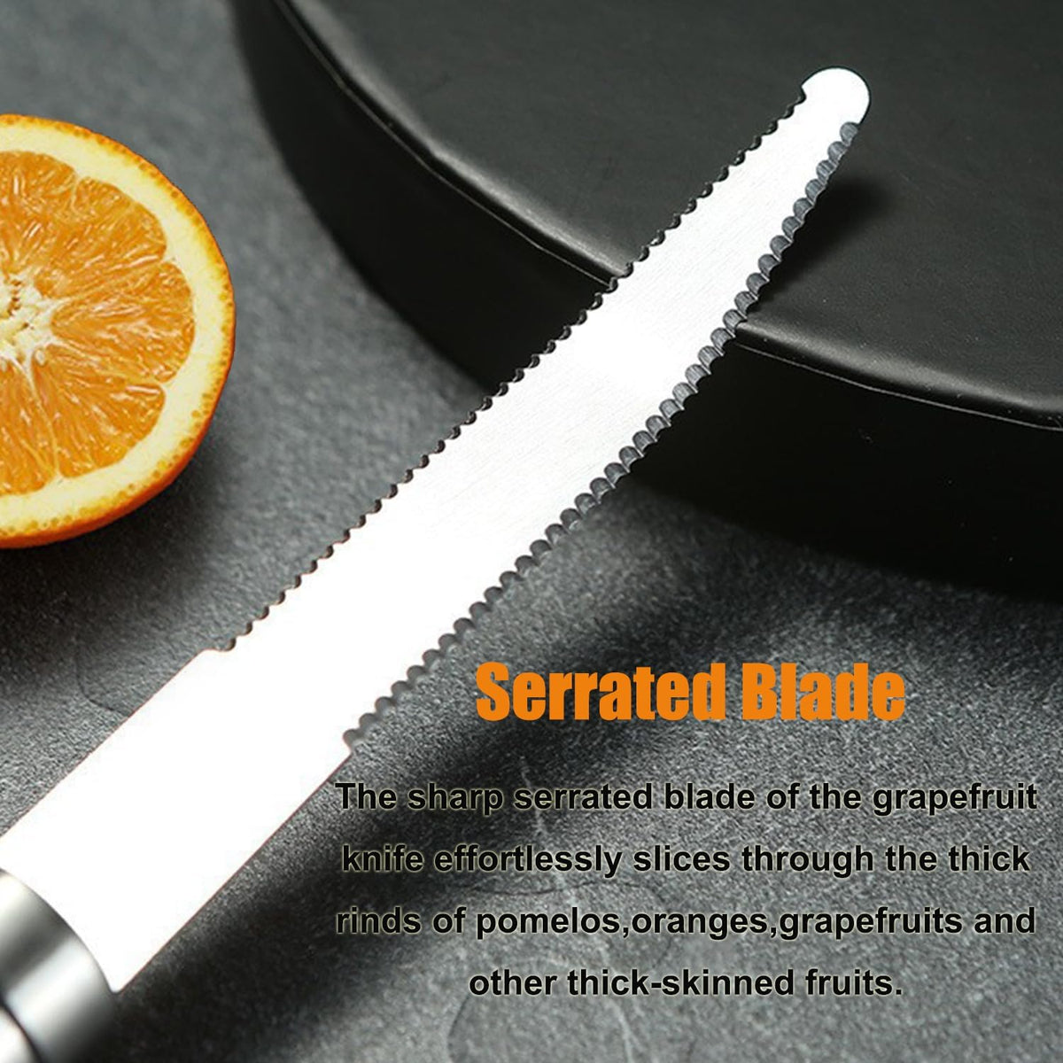 Stainless Steel Fruit Knife Serrated Edge Pomelo Orange Peeler Citrus Peeling Tool for Grapefruit Lemon Kiwi Melon Lime Pitaya Kitchen Gadgets