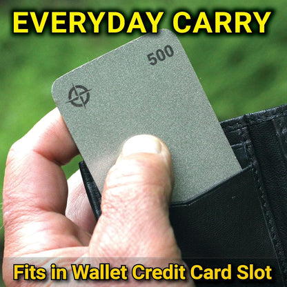 Tiny Survival KNIFE & TOOL Sharpener KIT - Ultimate 4-IN-1 EDC KIT: Double-Sided, Dual Grit, Credit Card Diamond Pocket Field Sharpening Stone DWS + Mini Strop + Stropping Compound + Grip Matt - GIFT