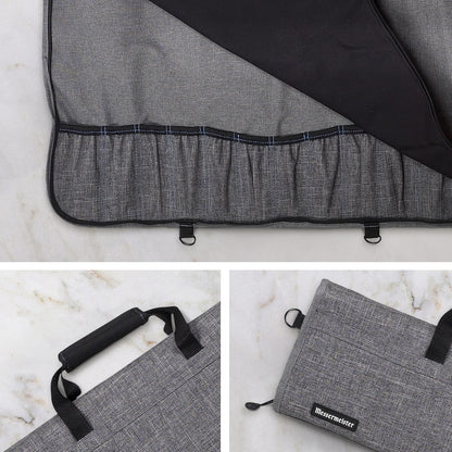Preservation 12-Pocket Knife Luggage, Heather Gray - 12 Elasticized, Reinforced Pockets for Culinary Tools - Holds Up to 18” Knife - Made From 100% Recycled Water Bottles