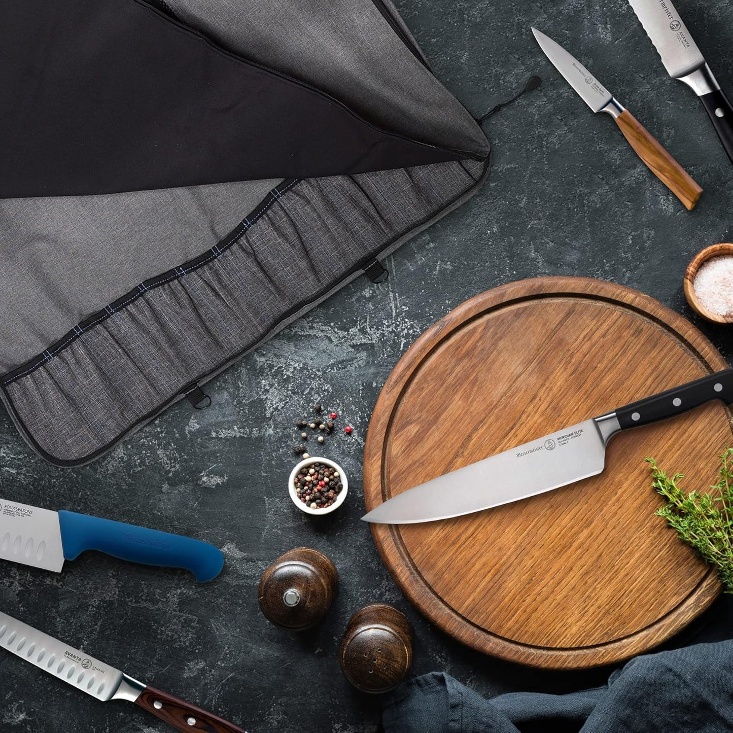 Preservation 12-Pocket Knife Luggage, Heather Gray - 12 Elasticized, Reinforced Pockets for Culinary Tools - Holds Up to 18” Knife - Made From 100% Recycled Water Bottles