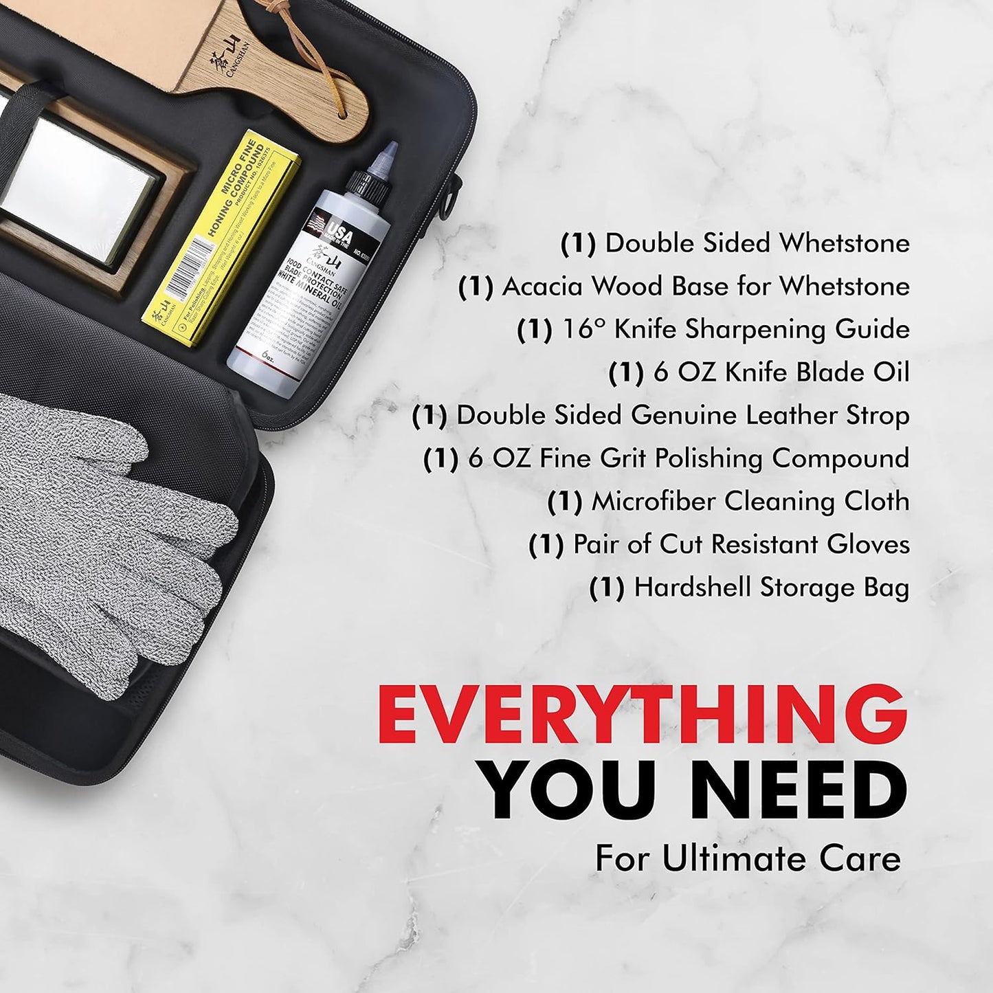 Cangshan 1026757 7-Piece Kitchen Knife Care & Sharpening Kit
