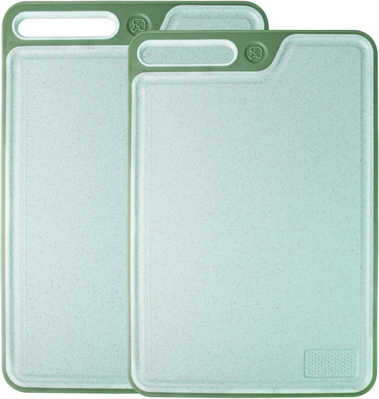 Cutting Boards for Kitchen,Large Cutting Board Set of 2,Non-Slip Cutting Board with Dandle and Juice Groovenon,Dishwasher Safe Cutting Boards (Green)