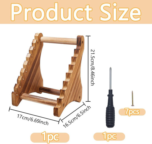 1Set 8-Tier Knife Block Wood Knife Display Stands BurlyWood Knifes Holder Wooden Knifes Display Case 6.69x6.5x8.46 Inch Wood Kitchen Rack for Home Decor