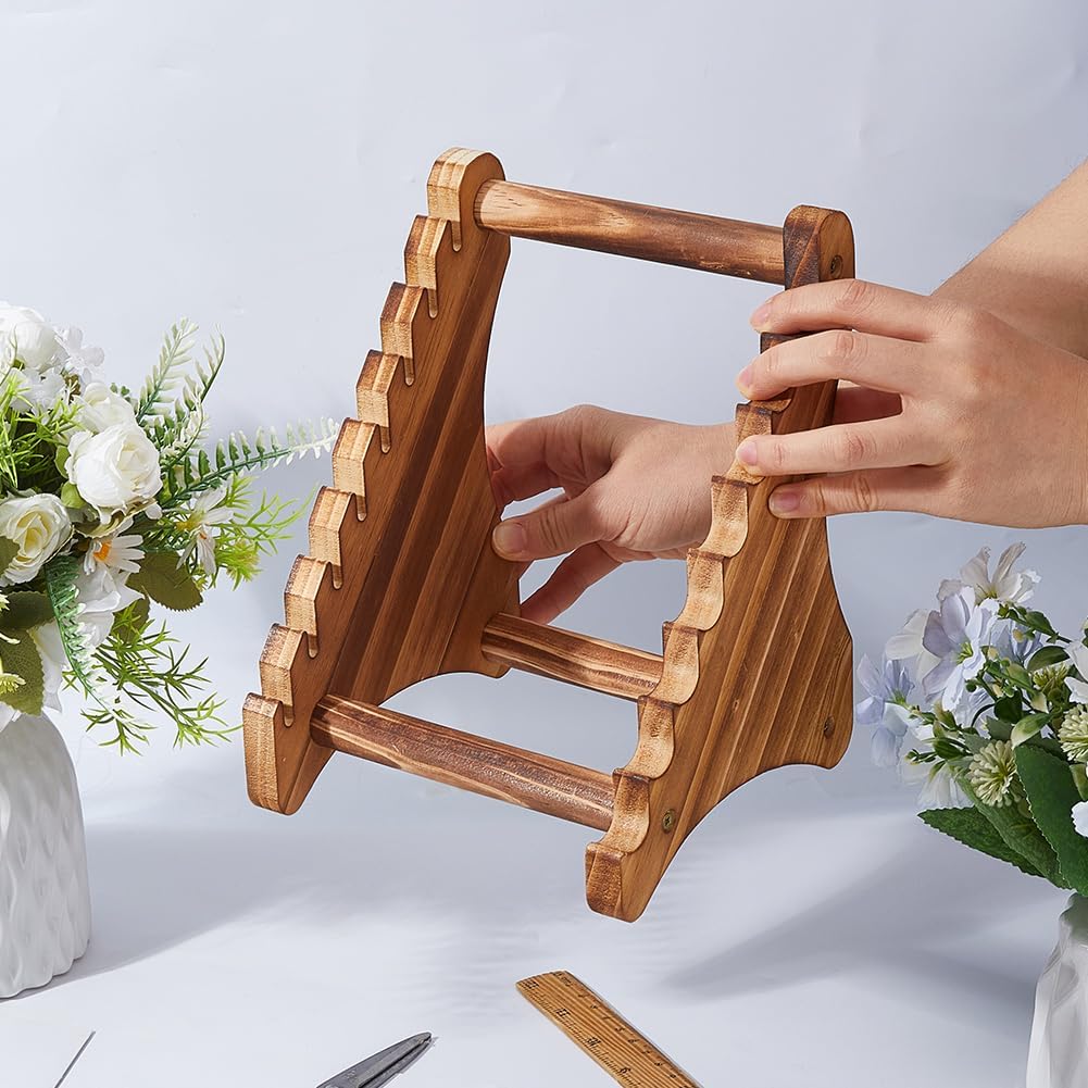 1Set 8-Tier Knife Block Wood Knife Display Stands BurlyWood Knifes Holder Wooden Knifes Display Case 6.69x6.5x8.46 Inch Wood Kitchen Rack for Home Decor