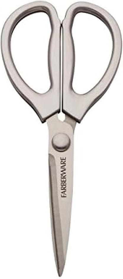All Purpose High Carbon Stainless Steel Shears with Contoured Handles, Silver