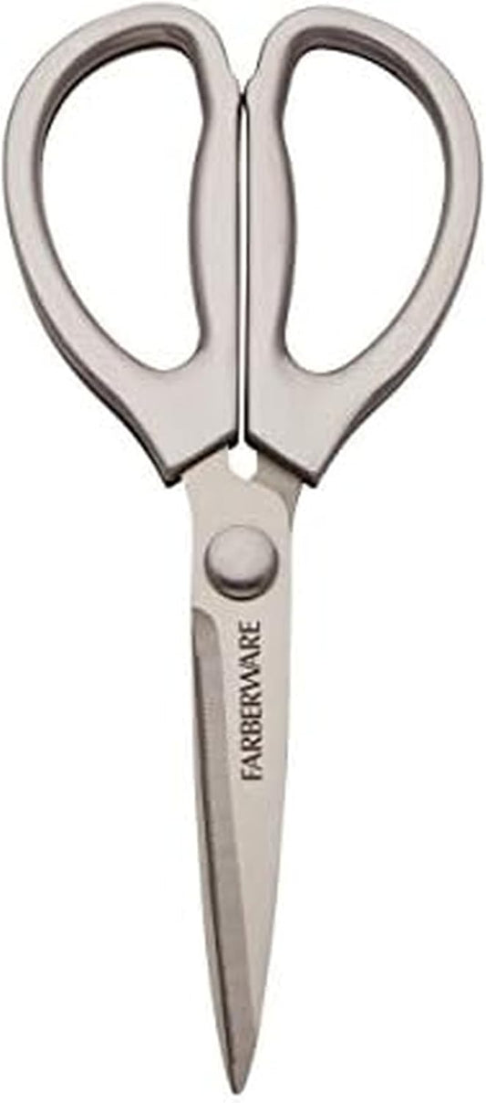 All Purpose High Carbon Stainless Steel Shears with Contoured Handles, Silver