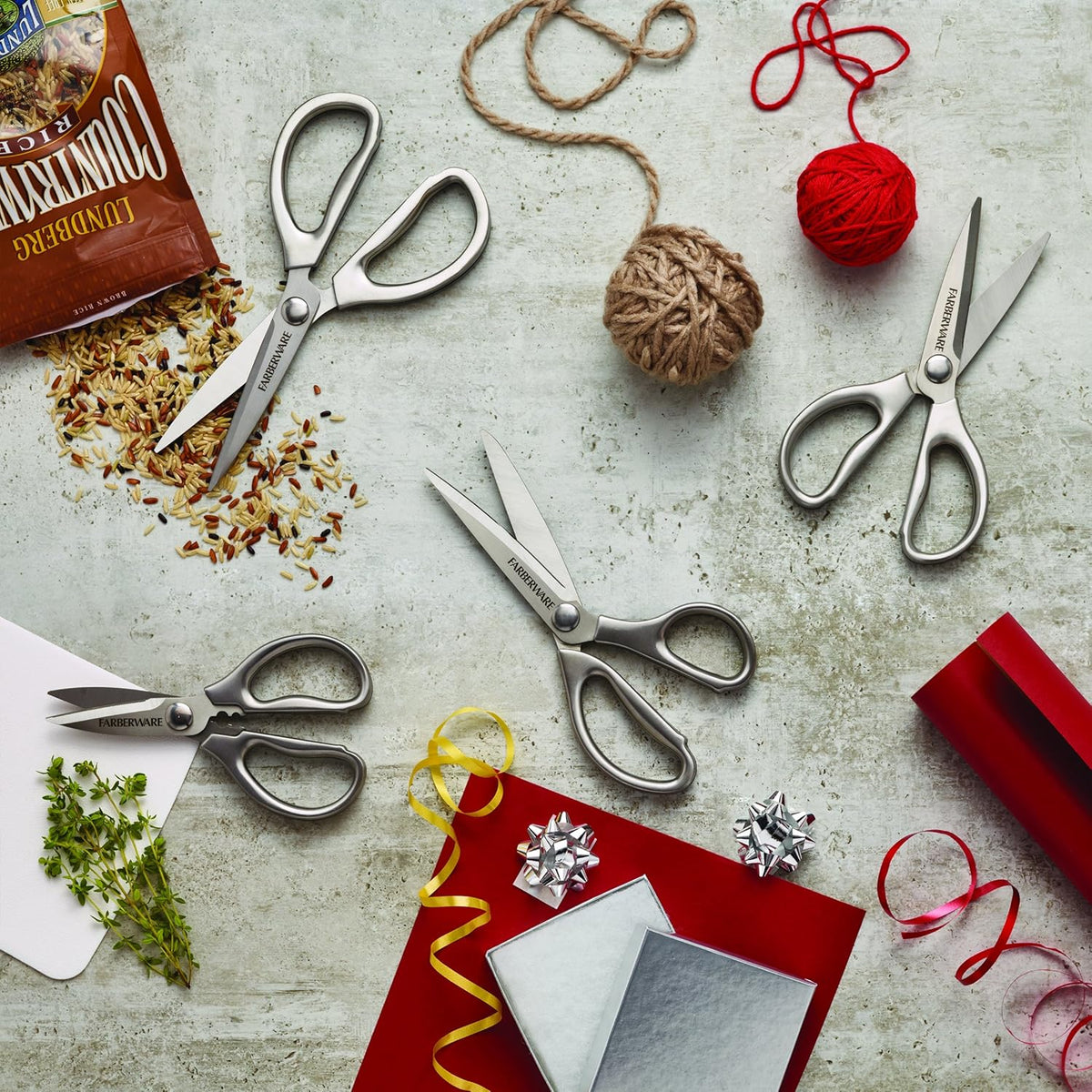 All Purpose High Carbon Stainless Steel Shears with Contoured Handles, Silver