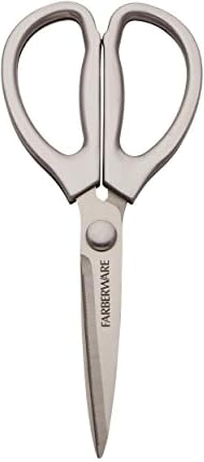 All Purpose High Carbon Stainless Steel Shears with Contoured Handles, Silver